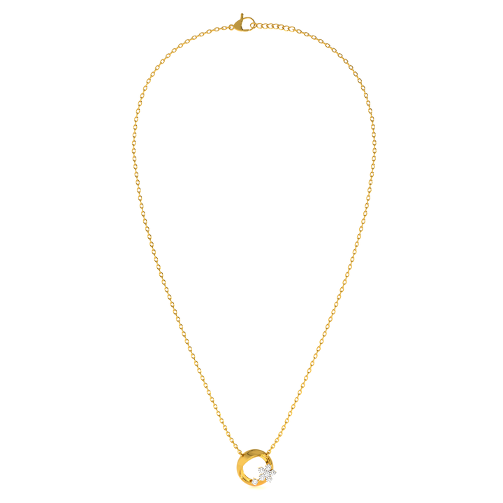 Gilded Petal Orbit 9KT Gold Lab Grown Diamond Necklace - 2