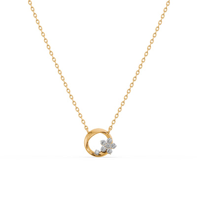 Gilded Petal Orbit 9KT Gold Lab Grown Diamond Necklace