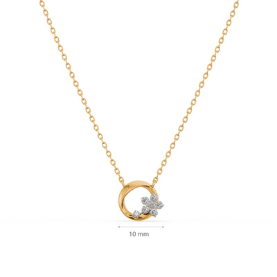 Gilded Petal Orbit 9KT Gold Lab Grown Diamond Necklace