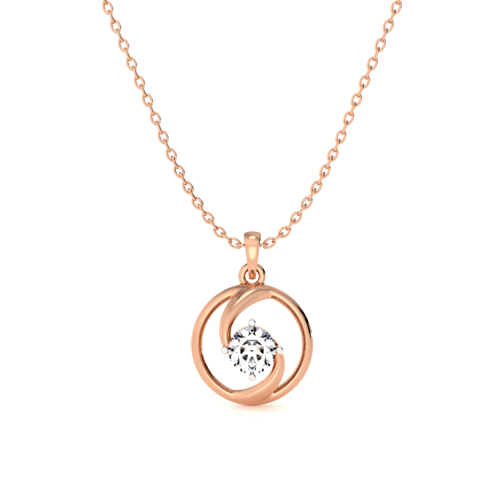 Spiral Glow 9KT Gold Lab Grown Diamond Pendant Necklace - 2