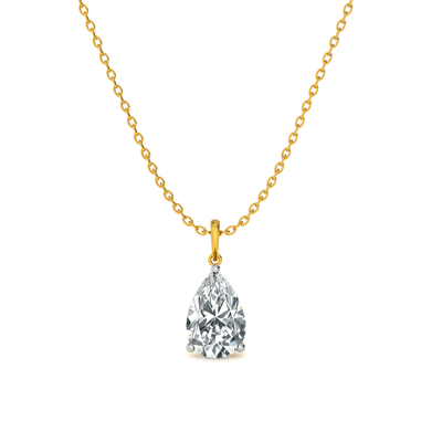 Pear Water Droplet 9KT Gold Lab Grown Diamond Necklace
