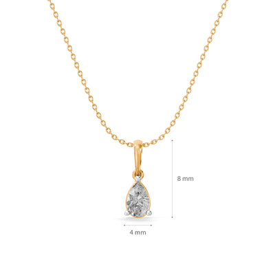 Pear Water Droplet 9KT Gold Lab Grown Diamond Necklace