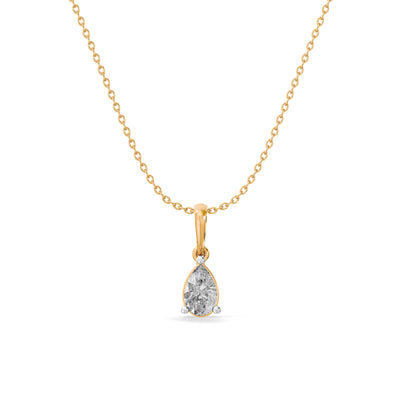 Pear Water Droplet 9KT Gold Lab Grown Diamond Necklace