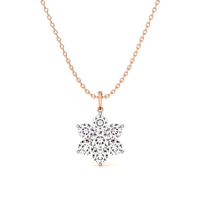 Gleaming Snowbud 9KT Gold Lab Grown Diamond Pendant Necklace - 2