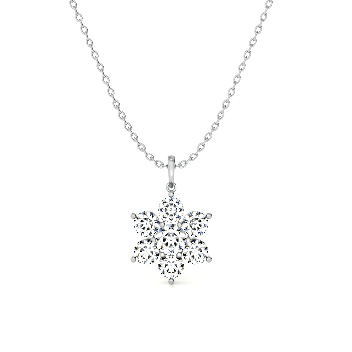 Gleaming Snowbud 9KT Gold Lab Grown Diamond Pendant Necklace - 1