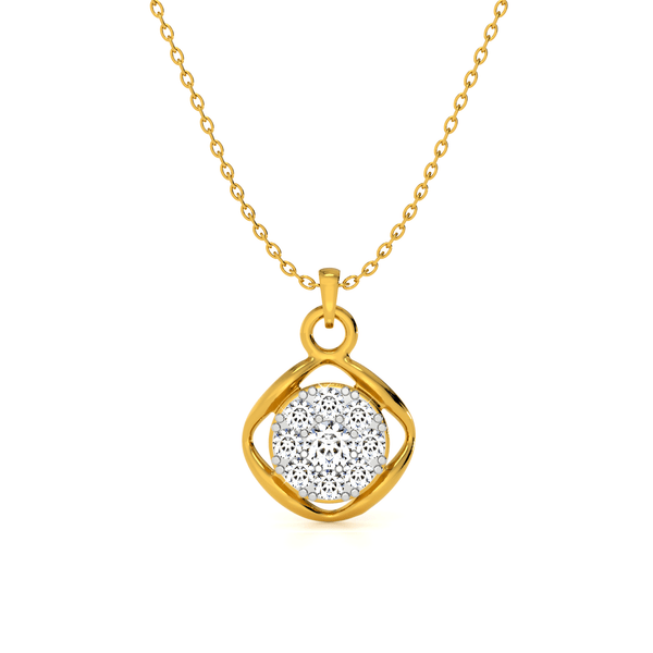 Floral Crest 9KT Gold Lab Grown Diamond Pendant Necklace - 1