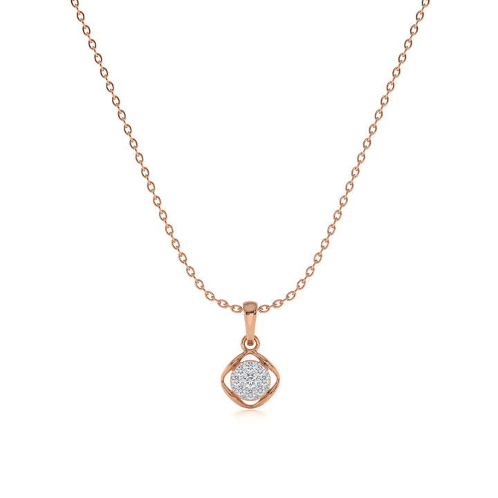 Floral Crest 9KT Gold Lab Grown Diamond Pendant Necklace - 3