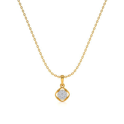 Floral Crest 9KT Gold Lab Grown Diamond Pendant Necklace