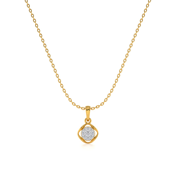 Floral Crest 9KT Gold Lab Grown Diamond Pendant Necklace - 1