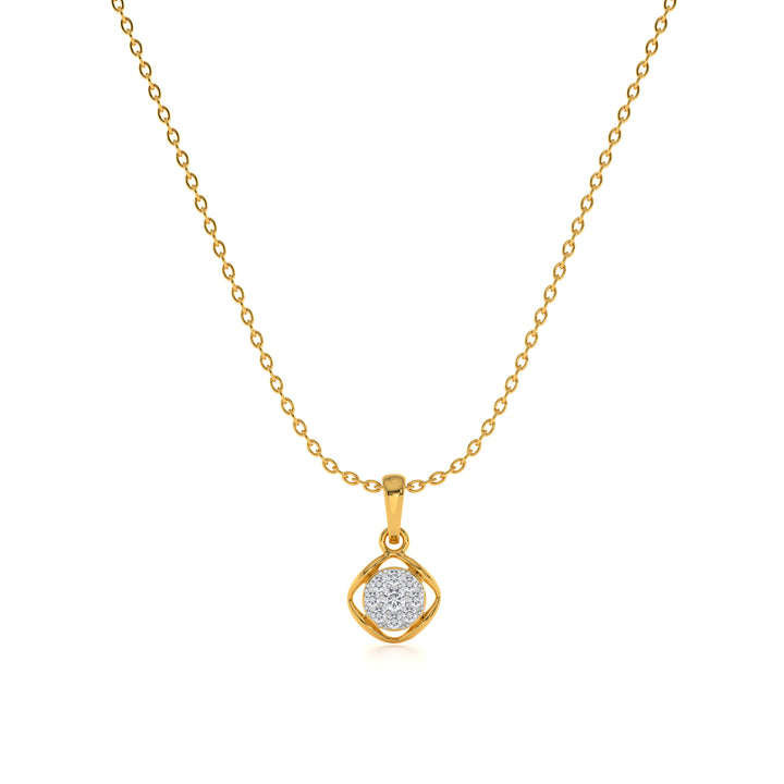Floral Crest 9KT Gold Lab Grown Diamond Pendant Necklace - 1