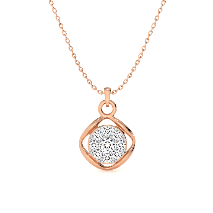 Floral Crest 9KT Gold Lab Grown Diamond Pendant Necklace - 2