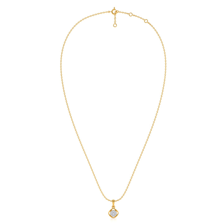 Floral Crest 9KT Gold Lab Grown Diamond Pendant Necklace - 4