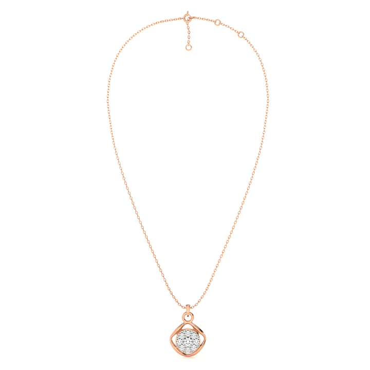 Floral Crest 9KT Gold Lab Grown Diamond Pendant Necklace - 4