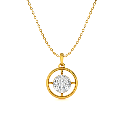 Twilight Swing Circle 9KT Gold Lab Grown Diamond Necklace