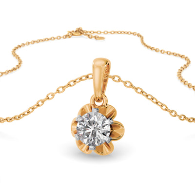 Petal Glow 9KT Gold Lab Grown Diamond Pendant