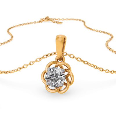 Radiant Swirl 9KT Gold Lab Grown Diamond Pendant