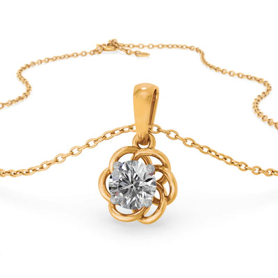Radiant Swirl 9KT Gold Lab Grown Diamond Pendant