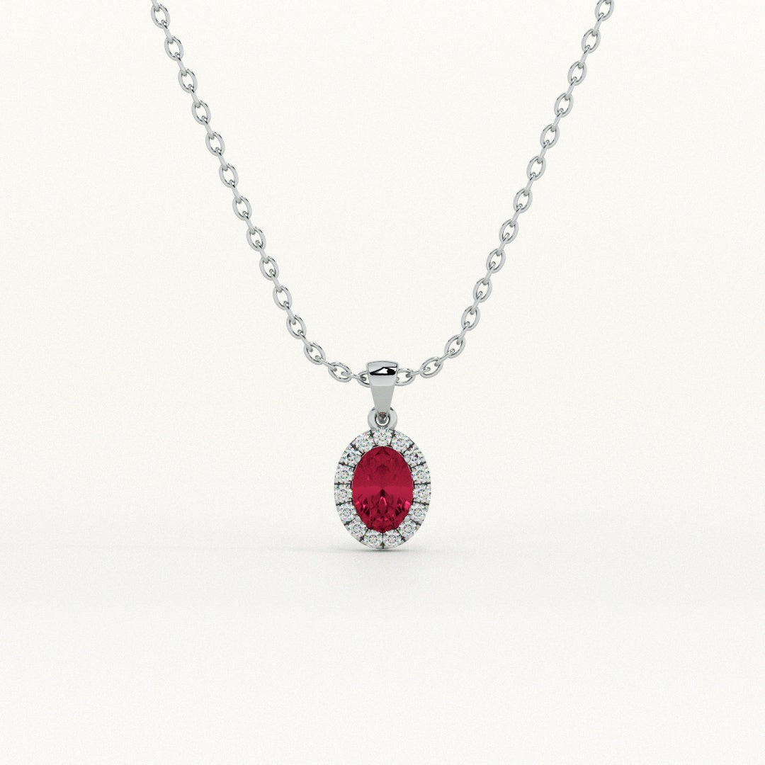Oval Ruby Glow 925 Sterling Silver Necklace - view 2