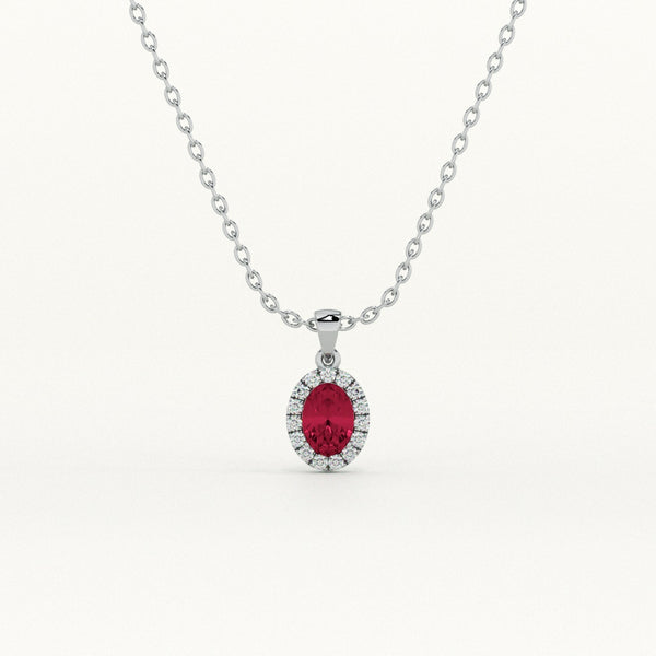 Oval Ruby Glow 925 Sterling Silver Necklace