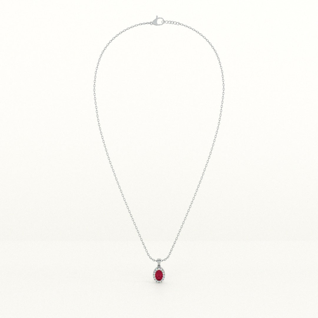 Oval Ruby Glow 925 Sterling Silver Necklace - view 4