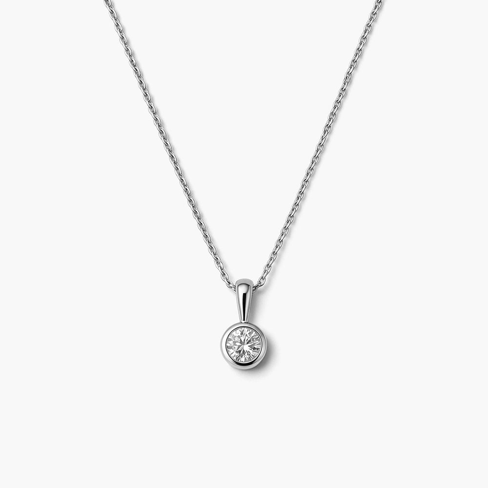 Brilliant Crystal Pendant Platinum Plated 925 Sterling Silver Necklace