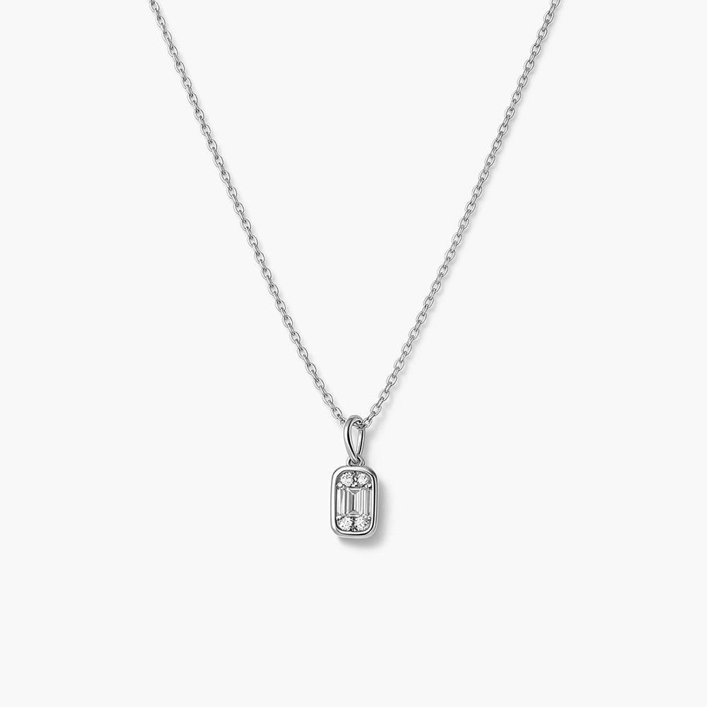 Paperclip Frame Platinum Plated 925 Sterling Silver Necklace