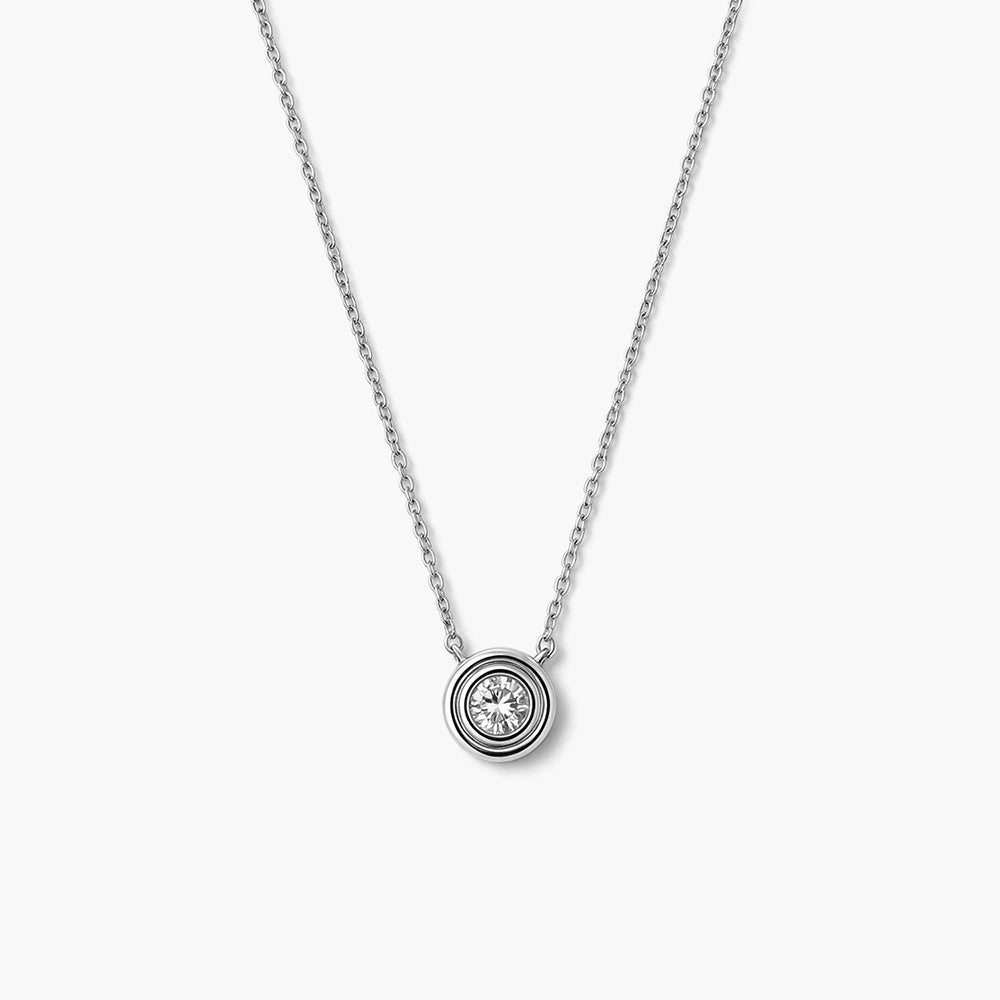 Contemporary Circle Platinum Plated 925 Sterling Silver Necklace