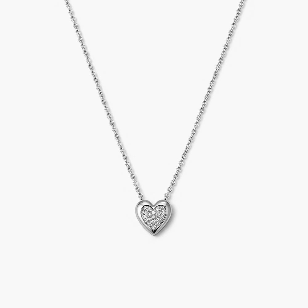 Luminous Heart Platinum Plated 925 Sterling Silver Necklace