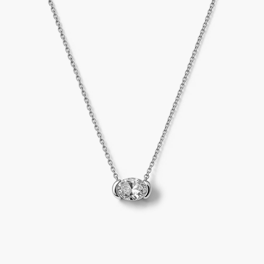 Sapphire Blue Crystal Platinum Plated 925 Sterling Silver Necklace