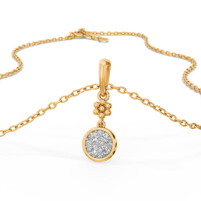 Floral Halo 9KT Gold Lab Grown Diamond Pendant