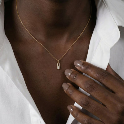 Linear Bar Pearl Drop 9KT Gold Pendant