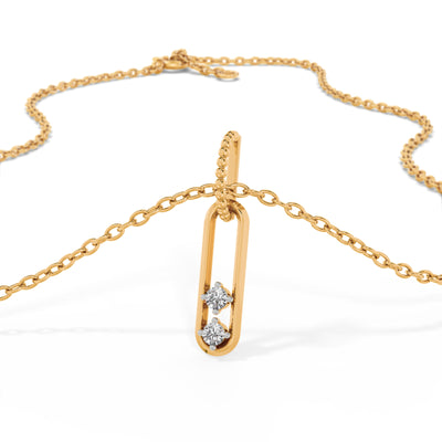 Linear Bar Pearl Drop 9KT Gold Pendant