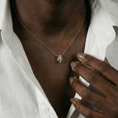 Triple Bar 9KT Gold Lab Grown Diamond Pendant