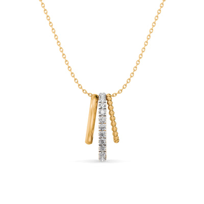 Triple Bar 9KT Gold Lab Grown Diamond Pendant