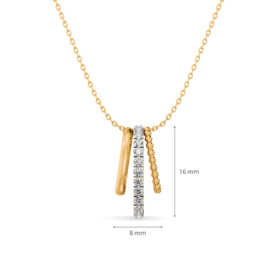 Triple Bar 9KT Gold Lab Grown Diamond Pendant