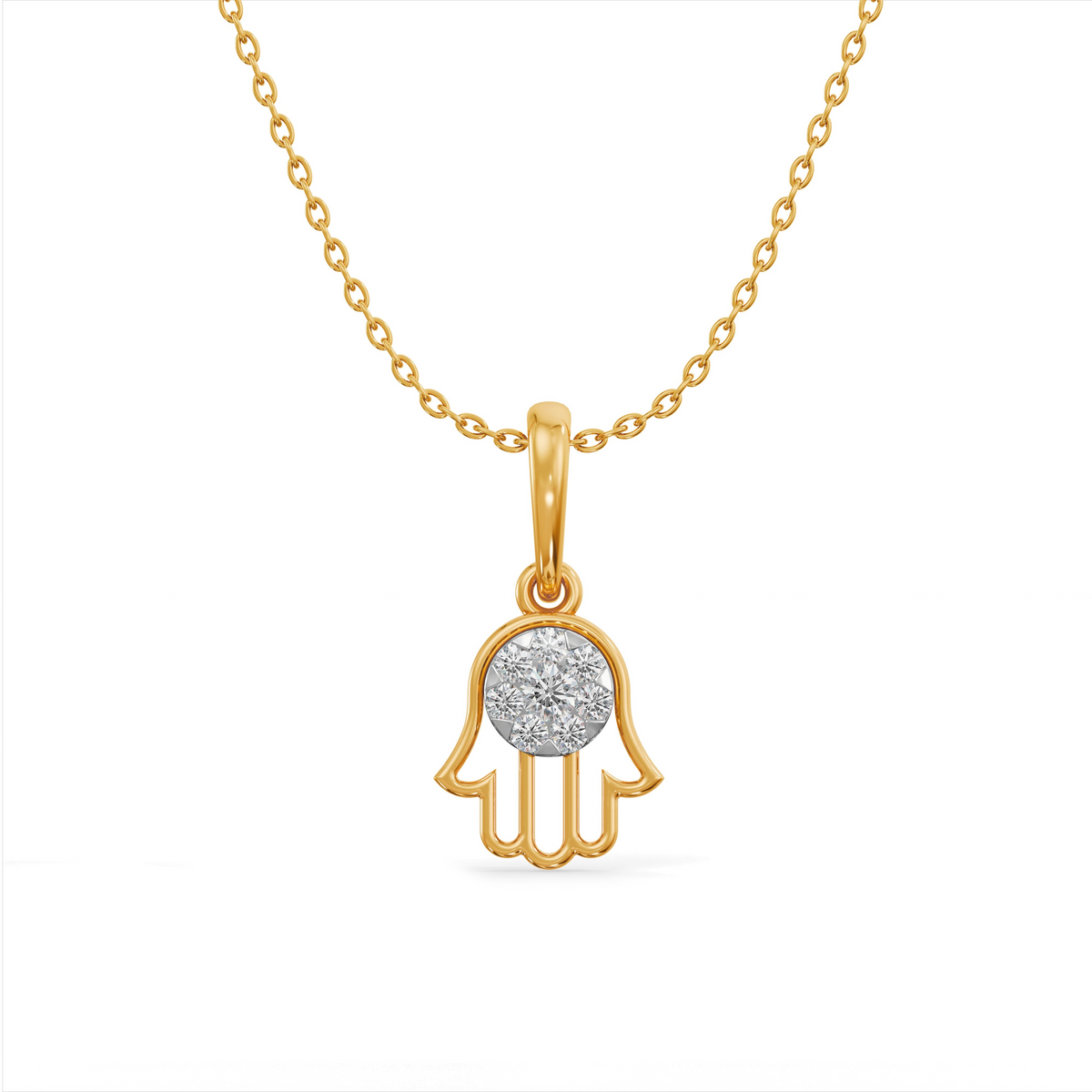Hamsa 9KT Gold Laboratory Grown Diamond Pendant