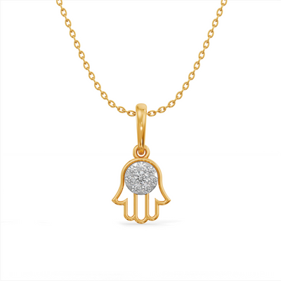 Hamsa 9KT Gold Lab Grown Diamond Pendant