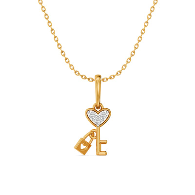 Heart Lock n Key 9KT Gold Lab Grown Diamond Pendant