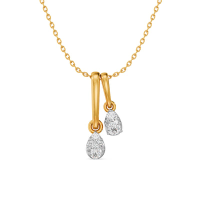 Dual Teardrop Charm 9KT Gold Lab Grown Diamond Pendant