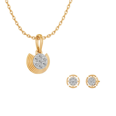 Sunray Bloom 9KT Gold Lab Grown Diamond Pendant Set