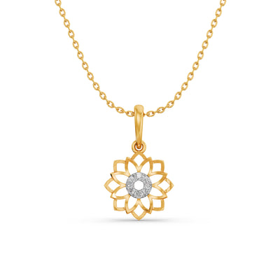 Asthetic Flower 9KT Gold Lab Grown Diamond Pendant