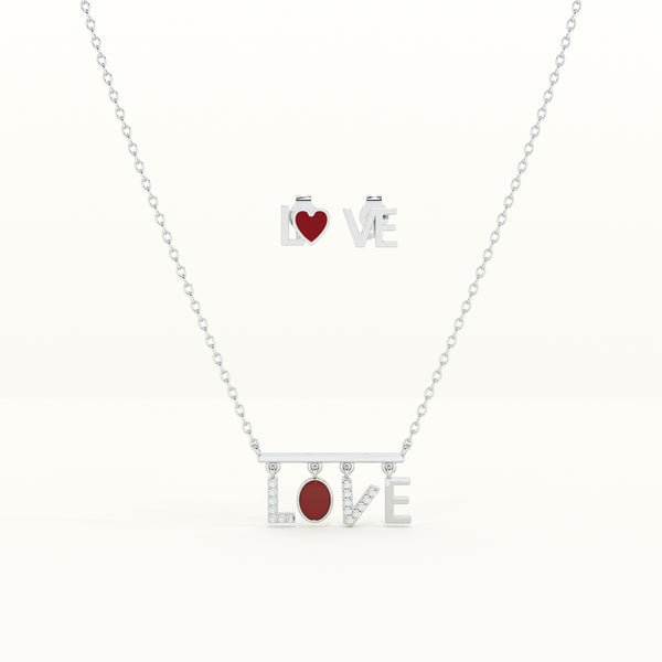 Love's Passion 925 Sterling Silver Earring Necklace Set