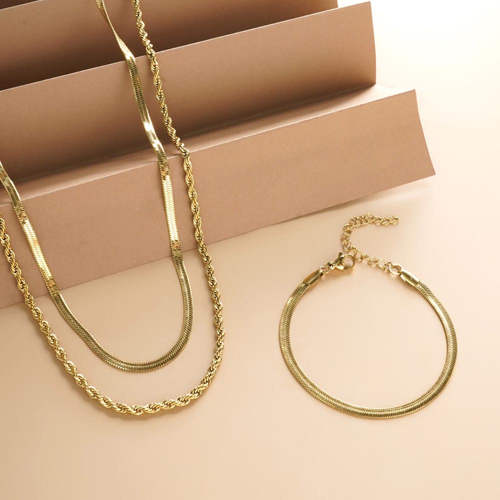 Snake Charm Bracelet & Rope N Snake Chain Combo Set - view 2