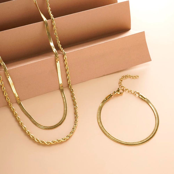 Snake Charm Bracelet & Rope N Snake Chain Combo Set - Image 1