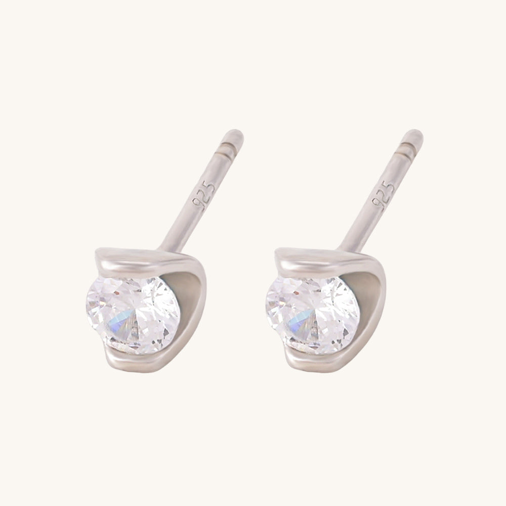Quartz Jem Stud Earrings- 925 Silver - view 3