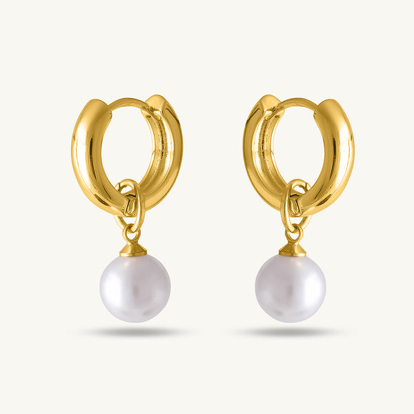 Medium Pearl Hoop Earrings - Image 1