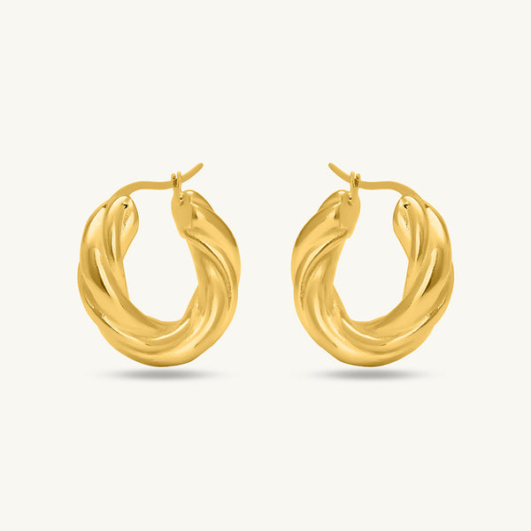 Twisted Round Hoop Earrings - Image 1