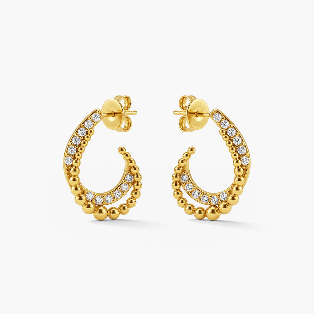 Almond Stones Half Hoop Earrings