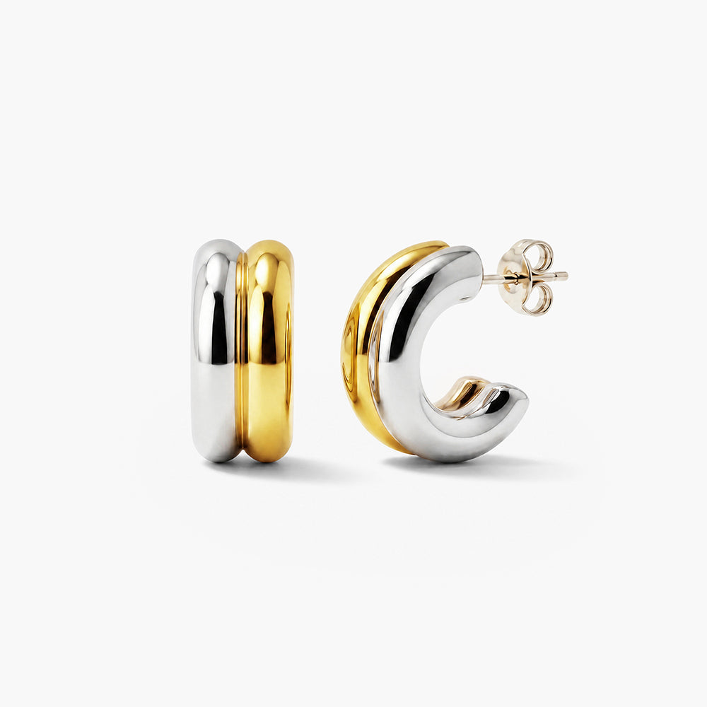 Golden Silver Chunky Hoop Earrings