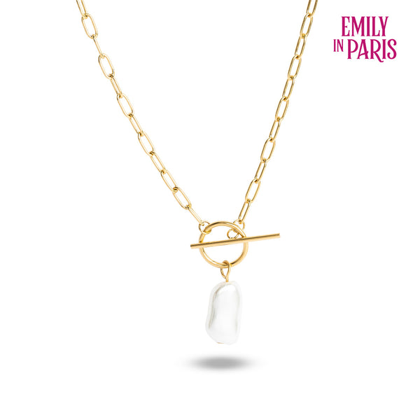 Baroque Pearl T-Bar Necklace - Image 1